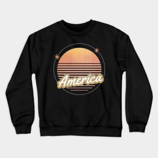 america ll 80s moon Crewneck Sweatshirt